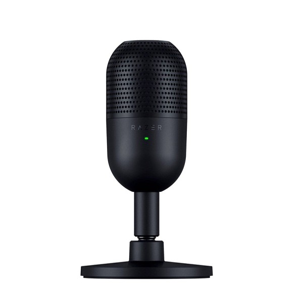 ميكروفون Razer Seiren V3 Mini, النوع كوندنسر بقطر 14 مم, يدعم النمط Super‑cardioid لعزل الضوضاء, زر لـكتم الصوت , توصيل USB‑A إلى USB‑C, قابل للفصل , الوزن 269 غرام - أسود