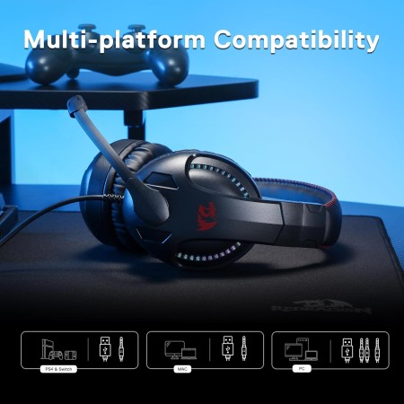 Gaming Headset REDRAGON H211-RGB CRONUS  with RGB Lighting & Clear Stereo Sound – Black