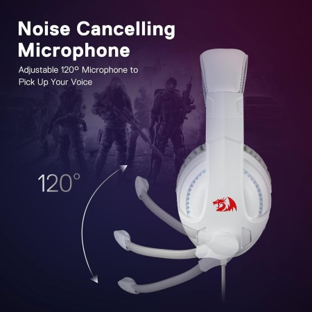 Gaming Headset REDRAGON H211W-RGB CRONUS – White Design with RGB Lighting, Stereo Sound & Noise-Isolating Mic Gaming Headset REDRAGON H211W-RGB CRONUS – White Design with RGB Lighting, Stereo Sound & Noise-Isolating Mic