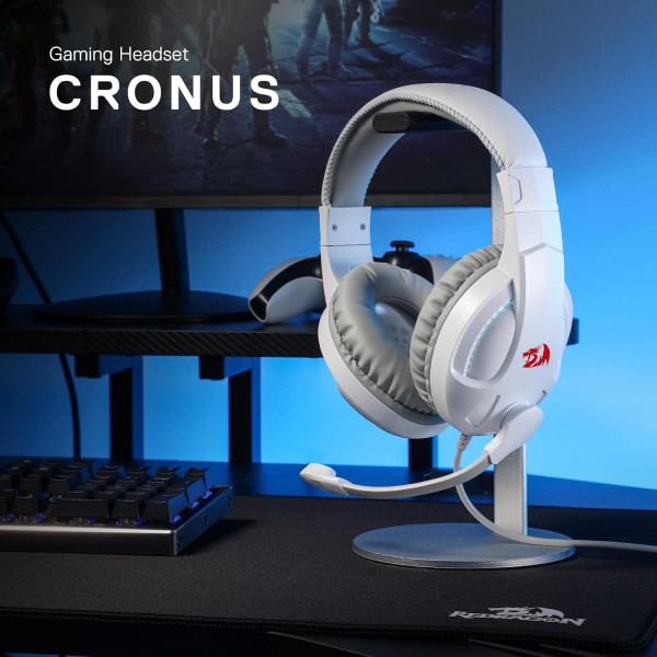 سماعة الألعاب REDRAGON H211W-RGB CRONUS بإضاءة RGB وتصميم أنيق باللون الأبيض – صوت ستيريو وميكروفون معزول سماعة الألعاب REDRAGON H211W-RGB CRONUS بإضاءة RGB وتصميم أنيق باللون الأبيض – صوت ستيريو وميكروفون معزول