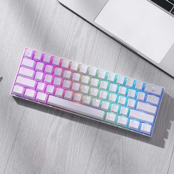 Mechanical Keyboard REDRAGON -RGB-PRO 60% Wireless – Brown Switch – RGB Lighting – WHITE Mechanical Keyboard REDRAGON -RGB-PRO 60% Wireless – Brown Switch – RGB Lighting – WHITE