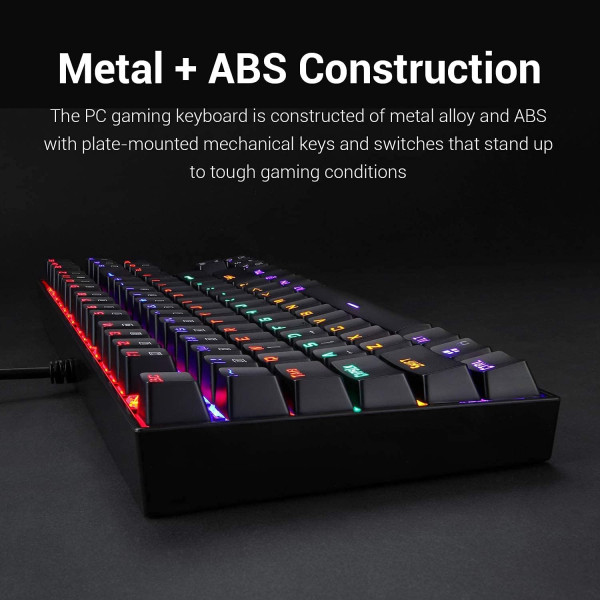 لوحة مفاتيح ميكانيكية REDRAGON KUMARA K552 RGB-1 عربية – سويتش أزرق – إضاءة RGB – أسود