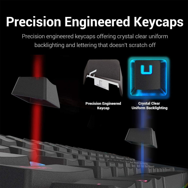 لوحة مفاتيح ميكانيكية REDRAGON KUMARA K552 RGB-1 عربية – سويتش أزرق – إضاءة RGB – أسود