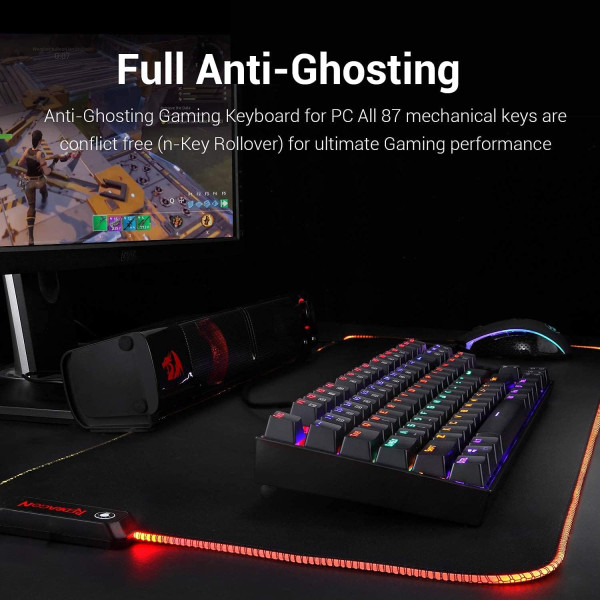 لوحة مفاتيح ميكانيكية REDRAGON KUMARA K552 RGB-1 عربية – سويتش أزرق – إضاءة RGB – أسود