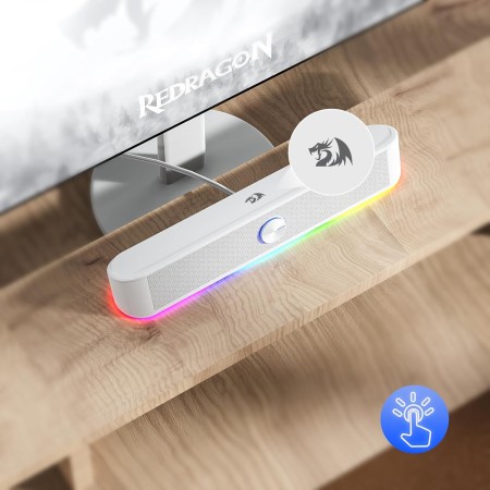 Stereo Gaming Speakers REDRAGON GS560W ADIEMUS  with RGB Lighting – Elegant White Design