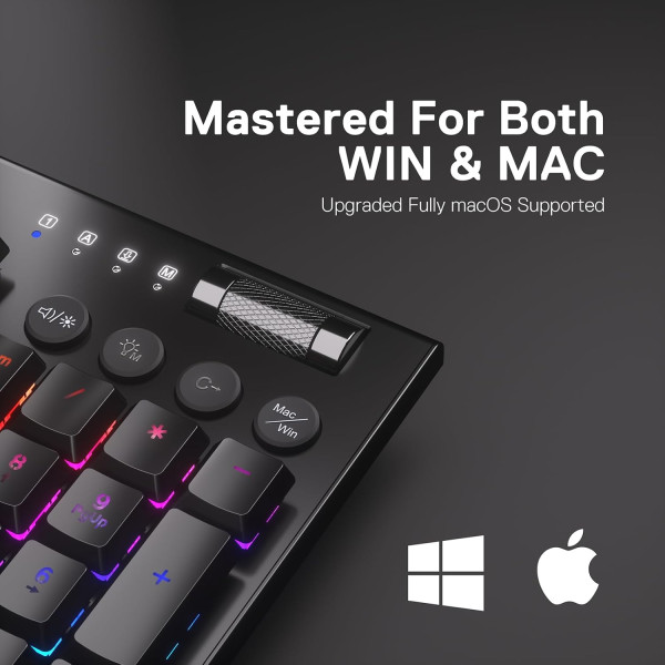 لوحة مفاتيح ميكانيكية REDRAGON K618RGB-PRO HORUS كاملة الحجم – سويتش أحمر – اتصال بلوتوث/لاسلكي – RGB – أسود