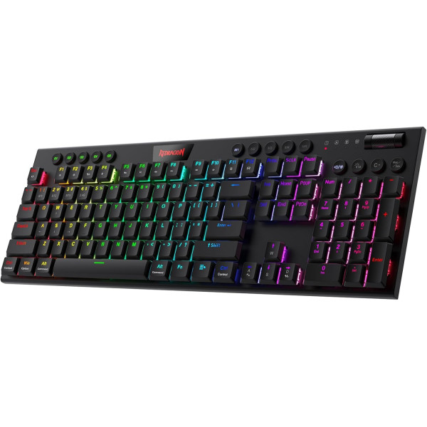 لوحة مفاتيح ميكانيكية REDRAGON K618RGB-PRO HORUS كاملة الحجم – سويتش أحمر – اتصال بلوتوث/لاسلكي – RGB – أسود