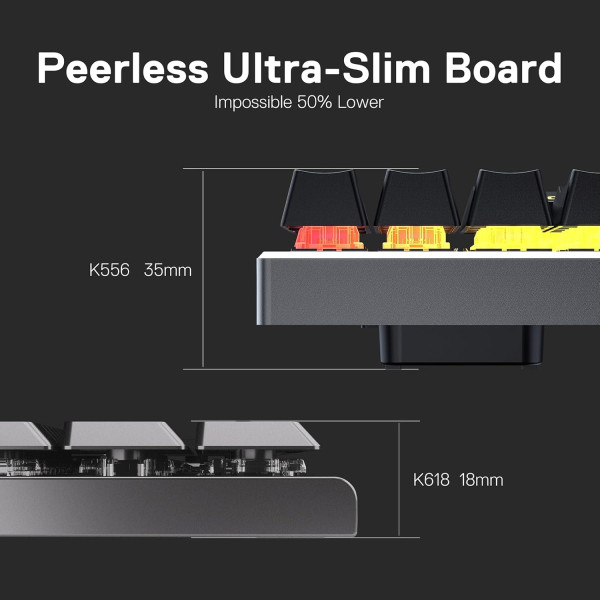 لوحة مفاتيح ميكانيكية REDRAGON K618RGB-PRO HORUS كاملة الحجم – سويتش أحمر – اتصال بلوتوث/لاسلكي – RGB – أسود