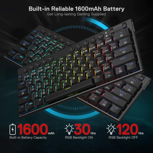 Gaming Keyboard REDRAGON Notics Pro K632RGB-PRO 60% Mechanical Wireless – Red Switch – RGB – Black Gaming Keyboard REDRAGON Notics Pro K632RGB-PRO 60% Mechanical Wireless – Red Switch – RGB – Black