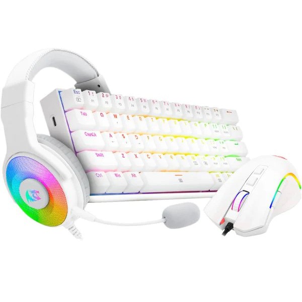 Redragon S129W Gaming Essentials RGB Mechanichal Keyboard / Mouse / Headest Gaming 3 In 1 - White