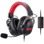 سماعة ألعاب سلكية Redragon H376BR Aurora 7.1 – التحكم في مستوى الصوت من الكابل، وسائد مريحة، صوت محيطي افتراضي 7.1 - اسود