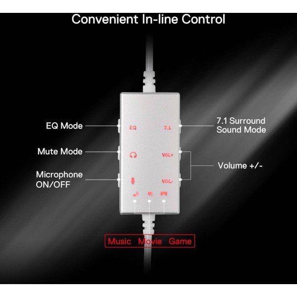 Redragon Aurora H376WG Headset, 7.1 surround sound, omnidirectional microphone, RGB lighting , PC / PS4 / PS5 - white Redragon Aurora H376WG Headset, 7.1 surround sound, omnidirectional microphone, RGB lighting , PC / PS4 / PS5 - white
