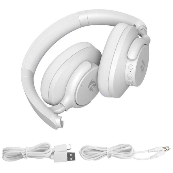 Wireless Gaming Headset REDRAGON H610 VibeCore ,Active Noise Cancelling ,Long battery life up to 50 hours (36 hours with ANC on) ,Comfortable design - White Wireless Gaming Headset REDRAGON H610 VibeCore ,Active Noise Cancelling ,Long battery life up to 50 hours (36 hours with ANC on) ,Comfortable design - White