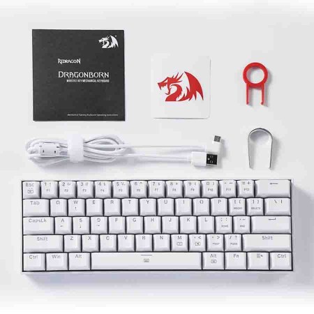 كيبورد ألعاب ميكانيكي سلكي ريدراجون Dragonborn K630W - 60% - أبيض كيبورد ألعاب ميكانيكي سلكي ريدراجون Dragonborn K630W - 60% - أبيض