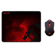 مجموعة لاسلكية من REDRAGON: فأرة 2.4 GHz مع مستقبل USB صغير لبادة ماوس كبيرة - احمر