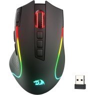 فأرة العاب لاسلكية Redragon M612-RGB-PRO Predator Pro, حساسية قابلة للتبديل حتى 8000 DPI, مع 9 أزرار مخصصة, معدل استجابة إلى 1000Hz - أسود 