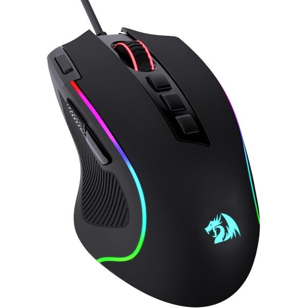 فأرة العاب سلكية Redragon M612-RGB Predator , حساسية قابلة للتبديل حتى 8000 DPI, مع 9 أزرار مخصصة, معدل استجابة إلى 1000Hz - أسود