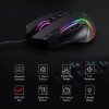 فأرة العاب سلكية Redragon M612-RGB Predator , حساسية قابلة للتبديل حتى 8000 DPI, مع 9 أزرار مخصصة, معدل استجابة إلى 1000Hz - أسود