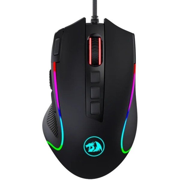 فأرة العاب سلكية Redragon M612-RGB Predator , حساسية قابلة للتبديل حتى 8000 DPI, مع 9 أزرار مخصصة, معدل استجابة إلى 1000Hz - أسود
