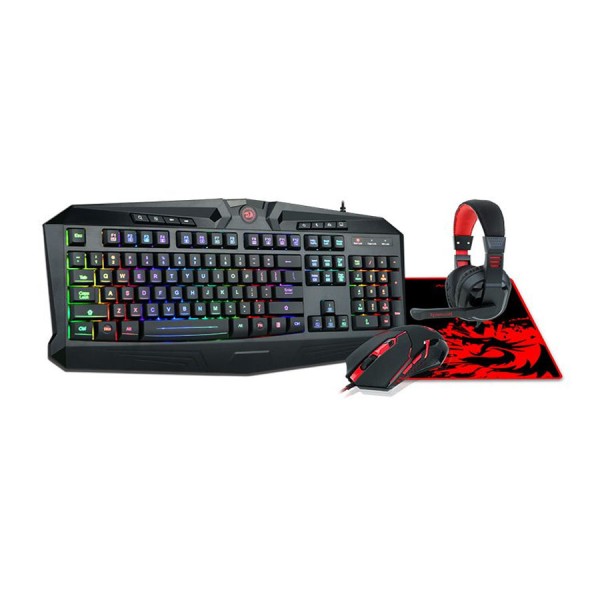 مجموعة اكسسوارات ألعاب احترافية Redragon كاملة 4 في 1 للألعاب لوحة مفاتيح، فأرة، سماعة رأس، لوحة فأرة سلكية – أسود مجموعة اكسسوارات ألعاب احترافية Redragon كاملة 4 في 1 للألعاب لوحة مفاتيح، فأرة، سماعة رأس، لوحة فأرة سلكية – أسود