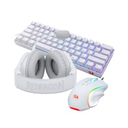 Combo Gaming REDRAGON RGB Essentials 3-in-1 ,gaming bundle Keyboard ,Mouse ,Headset ,Wired - White
