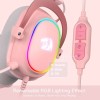 Wired Gaming Headset Redragon Zeus-X H510P RGB ,7.1 virtual surround ,High-quality detachable microphone ,Inline audio controls - Pink