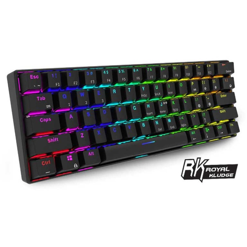 ROYAL KLUDGE RK RK61 Wired 60% Mechanical Gaming Keyboard RGB Ultra-Compact (Blue Switch)