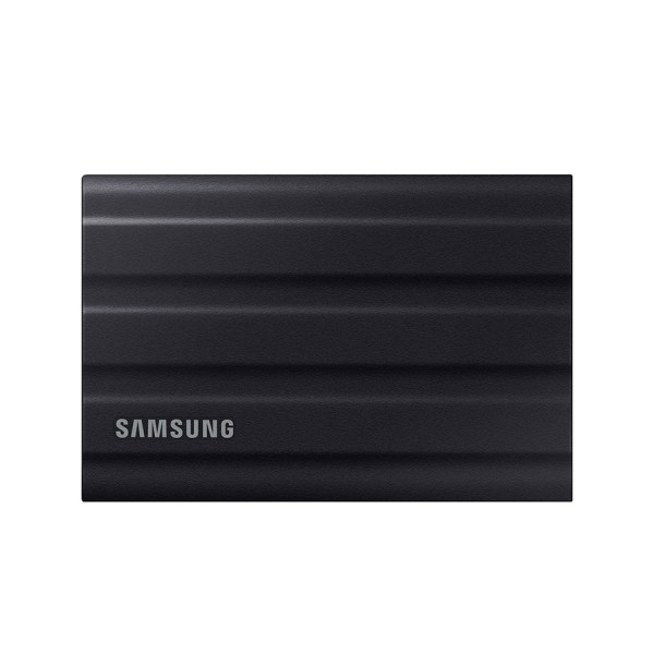 وحدة تخزين خارجية Samsung T7 Shield, بسعة 2 تيرابايت, سرعة قراءة تصل إلى 1050 مب/ثا, تصميم متين مع مقاومة الماء والغبار بمعيار IP65, مقاوم للصدمات - أسود