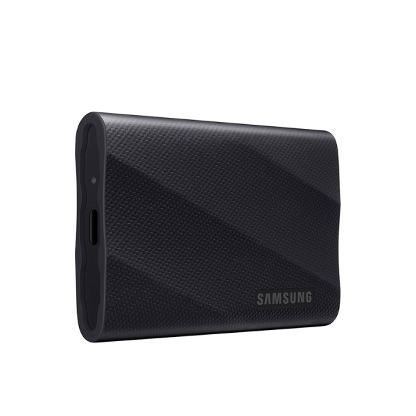 وحدة  تخزين خارجية Samsung T9 Portable SSD, سعة 1 تيرابايت, سرعات قراءة و كتابة تصل إلى 2000 مب/ثا,  واجهة USB 3.2 Gen 2×2 (20Gbps),  تقنية NVMe PCIe, تصميم مقاوم للصدمات - أسود