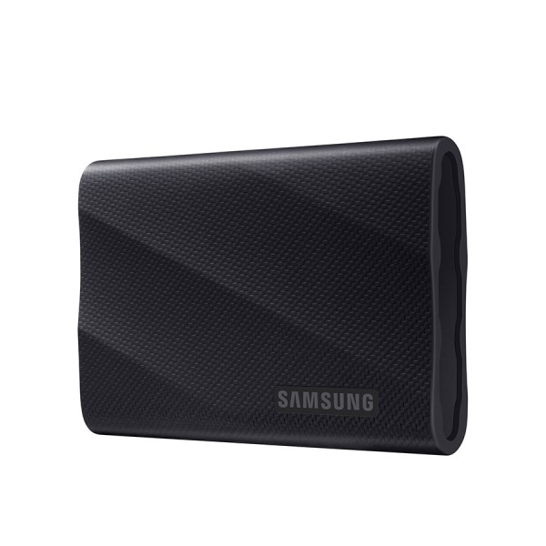 وحدة  تخزين خارجية Samsung T9 Portable SSD, سعة 1 تيرابايت, سرعات قراءة و كتابة تصل إلى 2000 مب/ثا,  واجهة USB 3.2 Gen 2×2 (20Gbps),  تقنية NVMe PCIe, تصميم مقاوم للصدمات - أسود