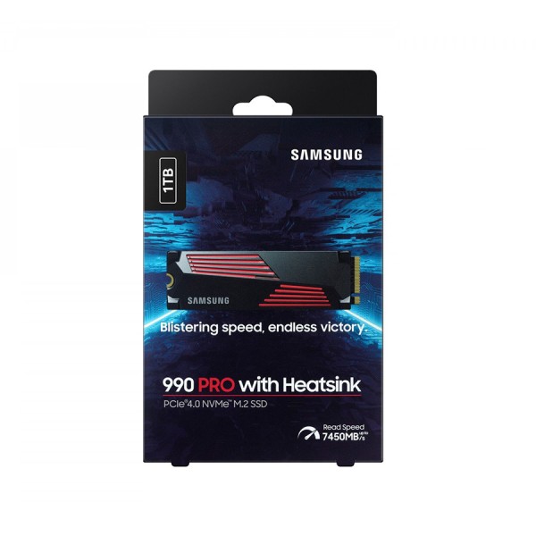 وحدة تخزين داخلية Samsung 990 PRO مع مشتت حراري, سعة 1 تيرابايت, تصميم M.2 2280 NVMe, واجهة PCIe 4.0 , سرعة القراءة حتى 7450 مب/ثا, ذاكرة 3D TLC V-NAND, دعم Samsung Magician وحدة تخزين داخلية Samsung 990 PRO مع مشتت حراري, سعة 1 تيرابايت, تصميم M.2 2280 NVMe, واجهة PCIe 4.0 , سرعة القراءة حتى 7450 مب/ثا, ذاكرة 3D TLC V-NAND, دعم Samsung Magician