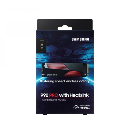 SAMSUNG 990 PRO with heatsink, 2TB M.2 2280, PCIe4.0 ×4 NVMe, Read Speed Up to 7450 MB/s, 3D TLC V-NAND, support Samsung Magician SAMSUNG 990 PRO with heatsink, 2TB M.2 2280, PCIe4.0 ×4 NVMe, Read Speed Up to 7450 MB/s, 3D TLC V-NAND, support Samsung Magician