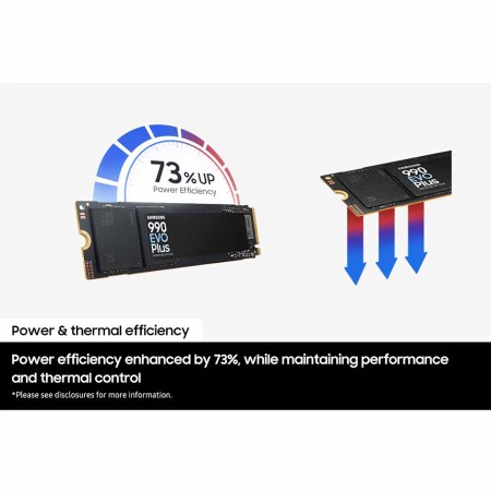 قرص تخزين Samsung 990 EVO Plus سعة 1TB - منفذ NVMe PCIe 5.0/4.0 - سرعة 7150MB/s قرص تخزين Samsung 990 EVO Plus سعة 1TB - منفذ NVMe PCIe 5.0/4.0 - سرعة 7150MB/s