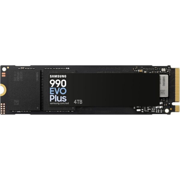 Samsung 990 EVO Plus, 4 TB internal M.2 2280 NVMe SSD, up to 7,250 MB/s read, Supports PCIe 4.0 x4 and PCIe 5.0 x2 Samsung 990 EVO Plus, 4 TB internal M.2 2280 NVMe SSD, up to 7,250 MB/s read, Supports PCIe 4.0 x4 and PCIe 5.0 x2