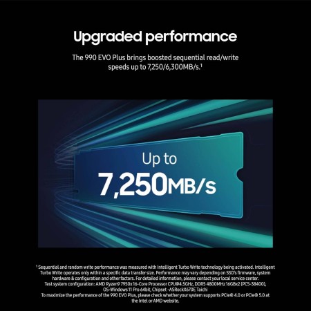 Samsung 990 EVO Plus 4TB M.2 NVMe PCIe 4.0 SSD - Up to 7250MB/s Read