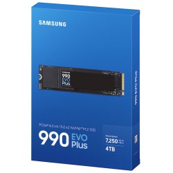 وحدة تخزين سامسونغ 990 EVO Plus, سعة 4 تيرابايت, سرعة قراءة تصل حتى 7,250 ميغابايت/ثانية, يدعم واجهة PCIe 4.0 x4 و PCIe 5.0 x2, ذاكرة Samsung V-NAND TLC وحدة تخزين سامسونغ 990 EVO Plus, سعة 4 تيرابايت, سرعة قراءة تصل حتى 7,250 ميغابايت/ثانية, يدعم واجهة PCIe 4.0 x4 و PCIe 5.0 x2, ذاكرة Samsung V-NAND TLC