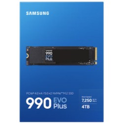 وحدة تخزين سامسونغ 990 EVO Plus, سعة 4 تيرابايت, سرعة قراءة تصل حتى 7,250 ميغابايت/ثانية, يدعم واجهة PCIe 4.0 x4 و PCIe 5.0 x2, ذاكرة Samsung V-NAND TLC