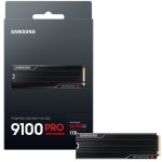 وحدة تخزين SSD سامسونج 9100 PRO بسعة 1 تيرابايت بتقنية PCIe 5.0 NVMe M.2 بسرعة تصل إلى 14700 ميجابايت في الثانية مزود بذاكرة V NAND TLC مع مشتت حراري مدمج