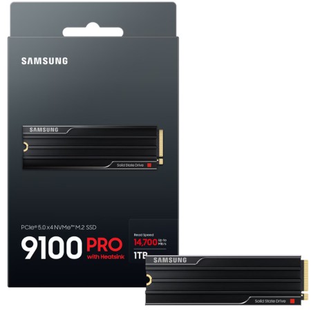 Samsung 9100 PRO 1TB PCIe 5.0 NVMe SSD with Heatsink - Up to 14700MB/s Read Samsung 9100 PRO 1TB PCIe 5.0 NVMe SSD with Heatsink - Up to 14700MB/s Read