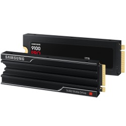 وحدة تخزين SSD سامسونج 9100 PRO بسعة 1 تيرابايت بتقنية PCIe 5.0 NVMe M.2 بسرعة تصل إلى 14700 ميجابايت في الثانية مزود بذاكرة V NAND TLC مع مشتت حراري مدمج