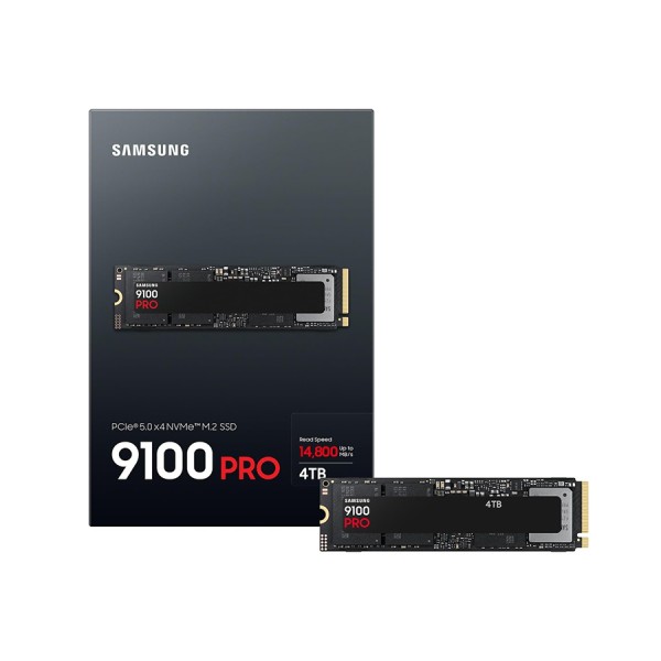 وحدة تخزين داخلية Samsung 9100 PRO, سعة 4 تيرابايت, تصميم M.2 2280 NVMe, واجهة PCIe 5.0 ×4, سرعة القراءة حتى 14,800 مب/ثا, ذاكرة 3D TLC V-NAND, دعم برنامج Samsung Magician وحدة تخزين داخلية Samsung 9100 PRO, سعة 4 تيرابايت, تصميم M.2 2280 NVMe, واجهة PCIe 5.0 ×4, سرعة القراءة حتى 14,800 مب/ثا, ذاكرة 3D TLC V-NAND, دعم برنامج Samsung Magician