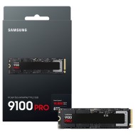 وحدة تخزين سامسونج 9100 برو 8 تيرابايت PCIe 5.0 NVMe M.2 SSD، سرعة تصل إلى 14700 ميجابايت في الثانية، ذاكرة V-NAND TLC، دعم TRIM وSMART، واجهة PCIe 5.0