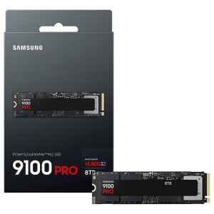 وحدة تخزين سامسونج 9100 برو 8 تيرابايت PCIe 5.0 NVMe M.2 SSD، سرعة تصل إلى 14700 ميجابايت في الثانية، ذاكرة V-NAND TLC، دعم TRIM وSMART، واجهة PCIe 5.0