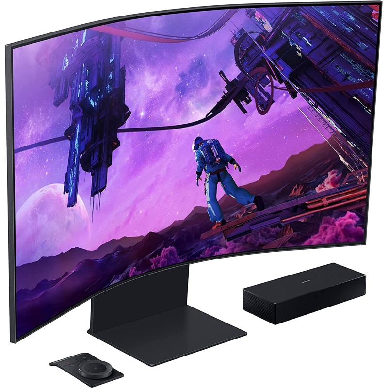 SAMSUNG Odyssey Ark 55-Inch Curved Gaming Screen, 4K UHD 165Hz 1ms (GTG) Quantum Mini-LED Gamer Monitor w/Cockpit Mode, Sound Dome Technology, Multi View, HDR10+