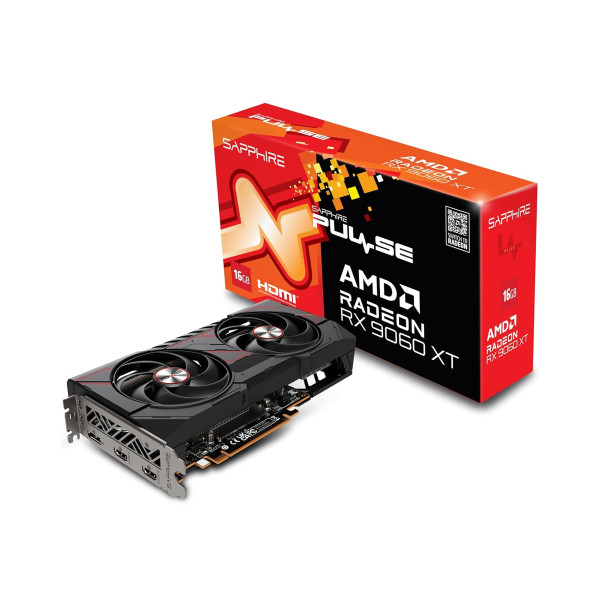 كرت شاشة SAPPHIRE PULSE Radeon RX 9060 XT 16GB GDDR6 مزدوج المراوح – أسود
