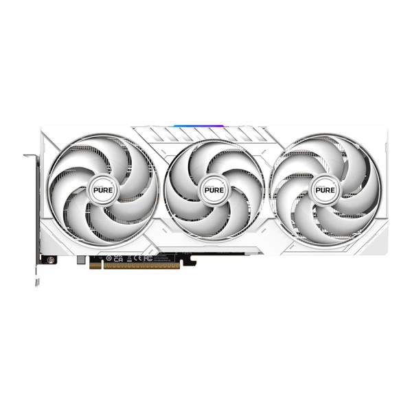 كرت شاشة احترافي SAPPHIRE PURE Radeon RX 9070 XT, ذاكرة 16GB GDDR6, إصدار مكسور السرعة OC, نظام تبريد ب3 مراوح, واجهة التوصيل PCIe 5.0 x16 - أبيض