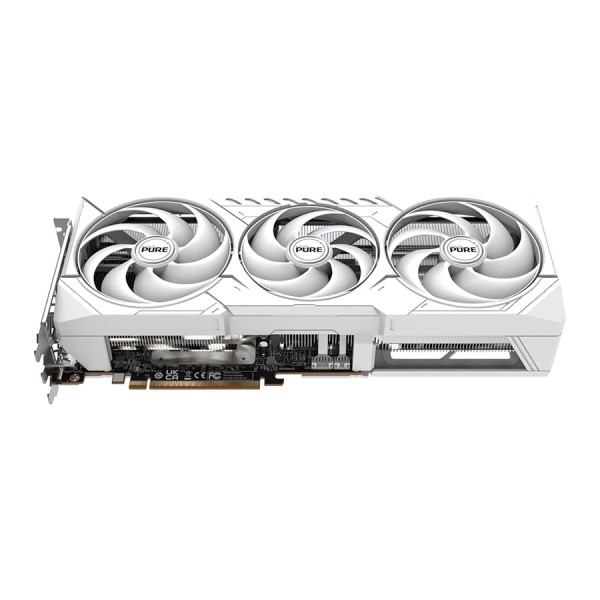 كرت شاشة احترافي SAPPHIRE PURE Radeon RX 9070 XT, ذاكرة 16GB GDDR6, إصدار مكسور السرعة OC, نظام تبريد ب3 مراوح, واجهة التوصيل PCIe 5.0 x16 - أبيض