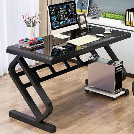 طاولة مكتبية STRONG HAND OD4 Temp, الابعاد (120 × 60 × 75) سم, سطح زجاج مقسّى, دعم لإدارة الكابلات - أسود طاولة مكتبية STRONG HAND OD4 Temp, الابعاد (120 × 60 × 75) سم, سطح زجاج مقسّى, دعم لإدارة الكابلات - أسود
