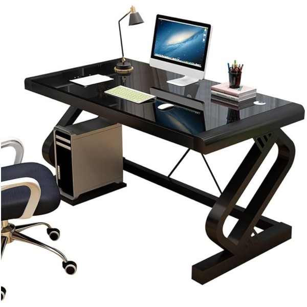 STRONG HAND OD3, Temp-Glass gaming Desk (120 × 60 × 75cm), Cable-management - BLACK