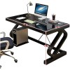 STRONG HAND OD3, Temp-Glass gaming Desk (120 × 60 × 75cm), Cable-management - BLACK